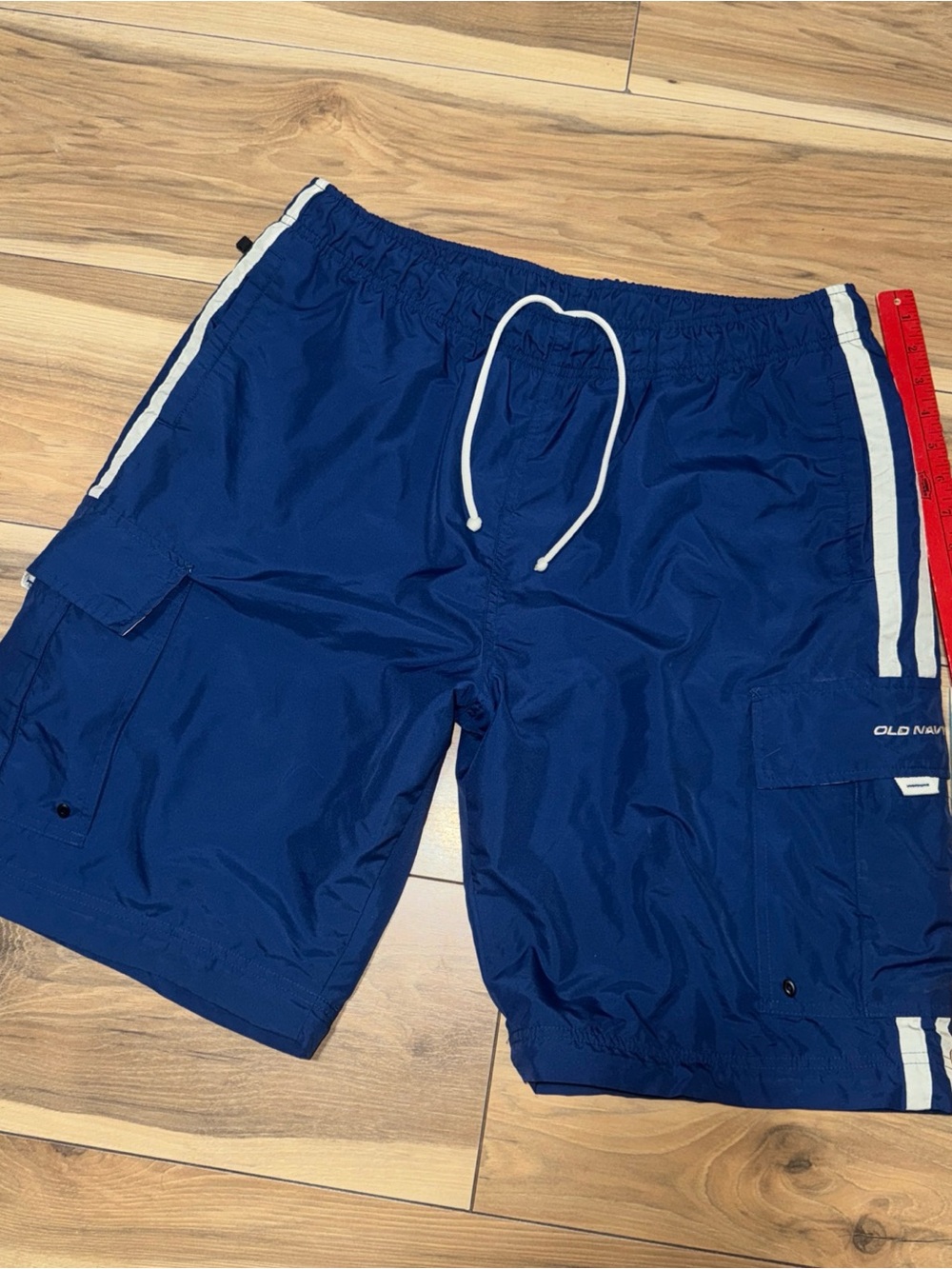 VTG Y2K Old Navy Men Blue Cargo Short Cotton Nylon Parachute Baggy size 35 Skate